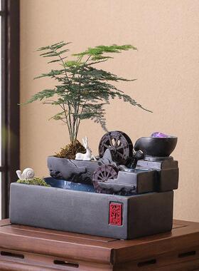 流水摆件循水景生观养鱼过滤环器鱼缸摆客厅财流水YA22A004件水景