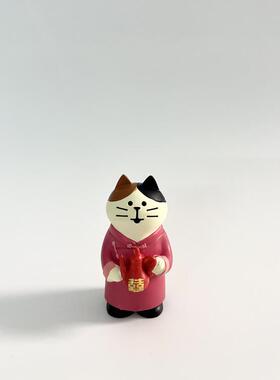 中式新郎新娘婚礼办手微礼场系列家居猫可爱小咪摆件礼品缩拍ZQQ