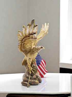 玄关装饰摆件轻奢高档美国国旗老鹰摆件客厅家居树脂工艺品样板房