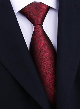 领带男商务正装8cm手打领带婚礼新郎职业时尚红色领带口袋巾1010z