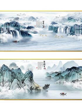 山水画万里长城客厅装饰画老板办公室背景墙挂画桌后靠山图国壁画