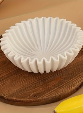 法式波浪纹装饰盘，不规则褶皱复古装饰，桌面树脂雕像装饰摆件