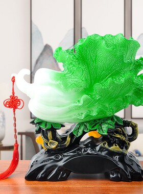 财白菜摆财件招装客厅百如意翡翠玉发财大白菜饰工艺品开业招财纳