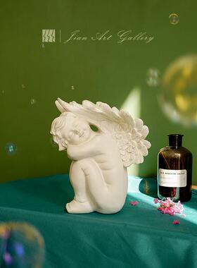 法式小天使欧式覆古雕塑北欧客厅卧室摆件花园装饰品胖丘比特雕像
