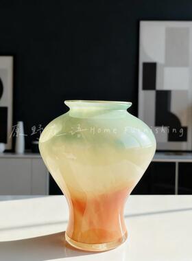 中古花瓶玻璃水养插花桌面摆件水培鲜花器皿艺术风精致法式超好看