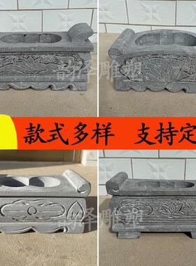 石香炉坟前户外汉白玉石头小香炉青石供桌墓前烧纸盆祠堂祭祀摆件