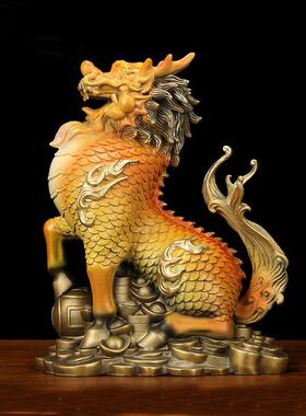 吉善缘铜麒麟摆件一对 招财踩八卦财富麒麟大号店铺客厅开业礼品