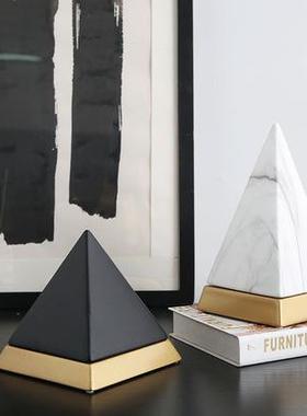 过年装饰摆件客厅氛围感好物摆件轻奢金字塔陶瓷北欧风格书柜客厅