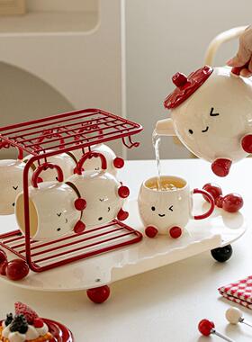 陶瓷茶具套装创意笑脸茶壶装饰摆件新人新婚结婚礼物乔迁新居礼品