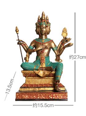 高档异丽泰国特色工艺品式纯摆件四铜面东南亚风格装饰佛品佛泰堂