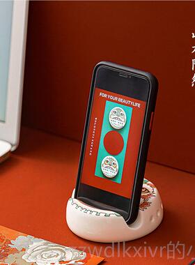 新款山陶水醒狮文创手机支架陶瓷然扩音器潮风办公国家用桌面摆件