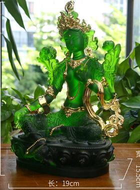 禅悦佛艺古法琉璃贴金绿度母佛像彩绘观音菩萨礼佛家居摆饰多尺寸