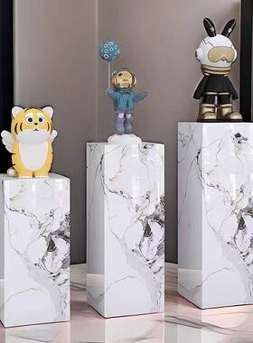 轻奢岩板花架客厅立柱墩子玄关落地装饰品摆件雕塑大理石展示台子