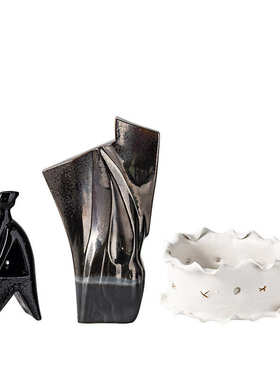 寂民贝子宿摆件几何中古艺样板房装饰品侘客厅艺术风电镀陶瓷