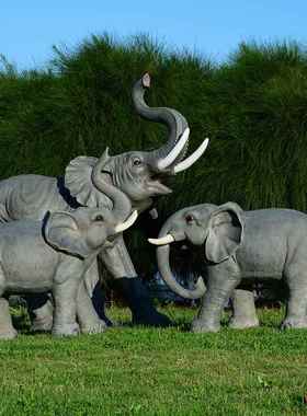 仿大象雕塑户外落地玻观璃钢动物模林型园景真公园房地1990-199产