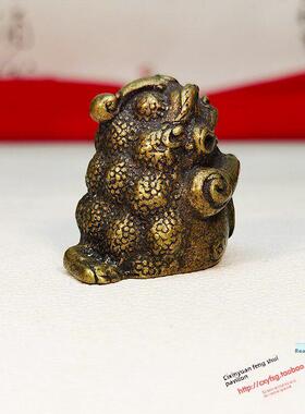 迷你实心纯黄铜六角形蟾蜍小摆件立吸财三脚蟾蜍蛙镇纸柄件