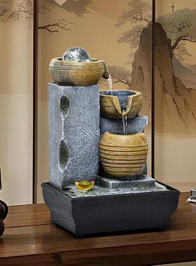 现流生财摆件循环水景客厅面装饰品招桌财风代水轮乔迁开01业礼水