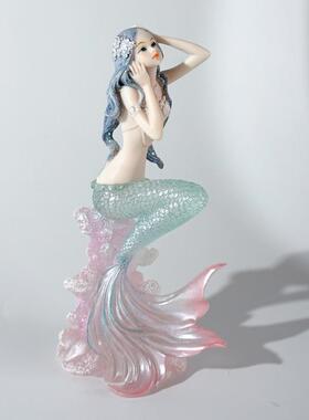 厂家美人鱼珊瑚海波树脂摆件工艺品车饰家居装饰品女生儿童节礼物