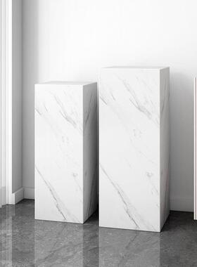 岩板摆台摆件装饰品落地高底座石墩客厅玄关酒店客厅电视柜旁花架