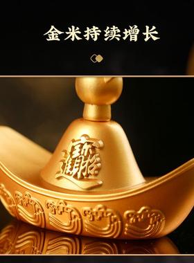 灵机生活馆 风生水起摆件风车吉祥物黄铜色财源滚滚风水摆件元宝