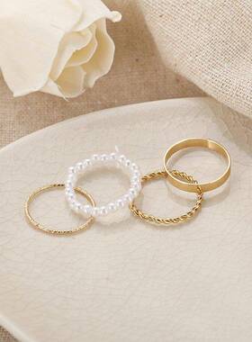 personality ins simple pearl rings elegant joints ring 戒指