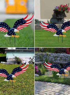 跨境亚马逊金属铁艺花园户外装饰金属地插老鹰工艺品庭院花园雕像