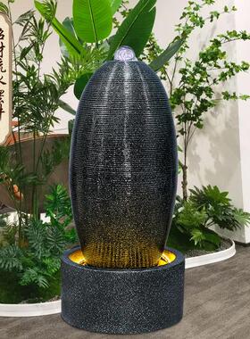 办公室风水轮生财流水摆件循环水招财客厅简约落地圆柱形水系景观