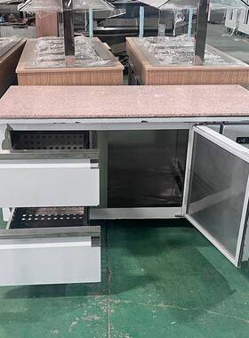 商用披萨工作台大理石台面比萨准备台不锈钢操作冰箱抽屉风冷冷柜