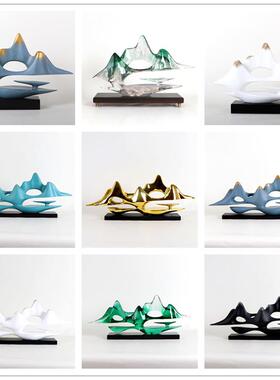 新MC-TY-SZ中式公室云山摆雕塑样板间茶办室家居软装饰客厅电视柜