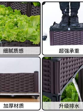带轮种植箱阳台蔬菜可移动组合塑料种菜专用箱盆神器户外花箱花槽