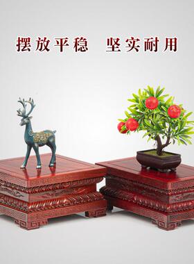 实木观世音菩萨莲花底座家用供奉财神佛祖像关公摆件佛台加高底座