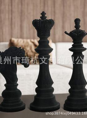 创意国际象棋家居电视酒柜玄关装饰水转印摆设皇后国王马摆件礼品