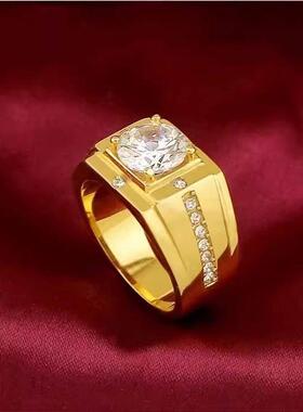 筱可恩莫桑石帝皇戒指新款时尚霸气高贵彷真钻戒男士高端轻奢指环
