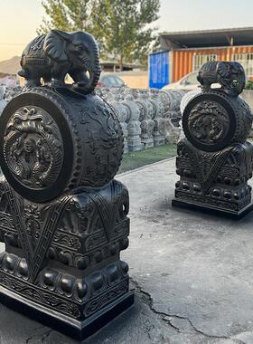 石雕门墩抱鼓石一对青石彷古做旧石狮子麒麟貔貅家用门口门鼓石墩