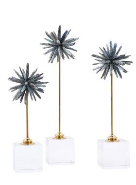 现代样板房卧室白色水晶饰品摆件电视柜玄关创意书房蓝色室内装饰