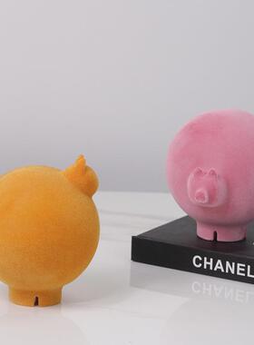 现代简约北欧植绒抽象动物摆件样板房售楼处儿童房书房软装饰品