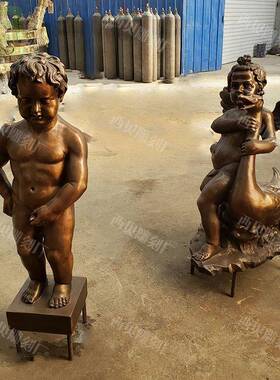 铜小天使人物雕塑黄铜小孩塑像欧式园林家居铜像工艺品摆件