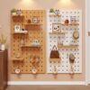 Solid wood hole board entrance door porch storage rack creative display rack wooden desktop wall desk storage layer