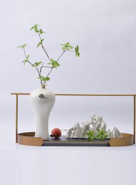 新中式茶具套装摆设样板房茶室软装饰客厅茶几花瓶售楼处组合摆件