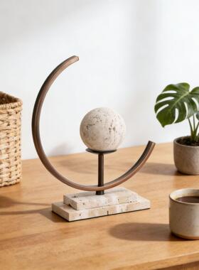 现BJ01030代轻奢几何件艺术高档酒大板理石玄关摆样间电视柜桌面