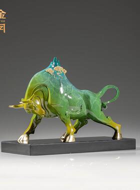 铜金岁月开山立业铜牛摆件工艺品家居客厅办公室铜器装饰开业礼品