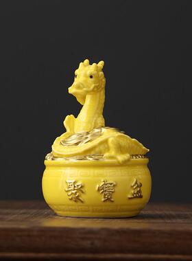 黄色陶瓷十二生肖摆件鼠牛虎兔龙蛇马羊猴鸡狗猪瓷器全套招财摆设