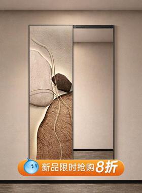 石来运转穿衣镜隐藏式玄关推拉全身镜子装饰画现代简约试衣镜挂画