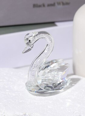 七夕情人节小礼物水晶天鹅小摆件 情侣客厅结婚礼品家居小天鹅 饰