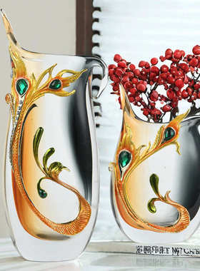 玻璃花瓶现代轻奢高级感客厅餐桌电视柜酒柜边几柜插花艺术装饰品