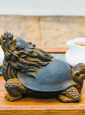 茶台NGO茶风水招财锈宠桌面摆件马马年铁首龙龟避水兽书房镇纸工