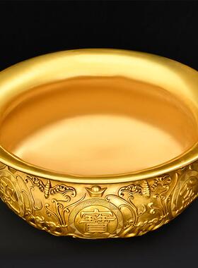 实心黄铜聚宝盆摆件铜香炉纯居家客厅聚招进宝财店铺柜台玄关礼品