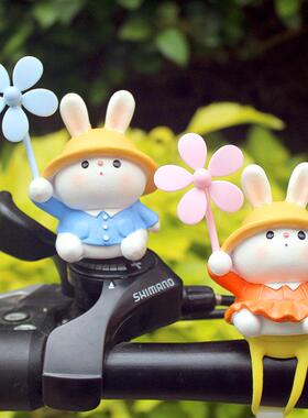 创意可爱情侣兔子风车竹蜻蜓兔年电瓶自行车载电动摩托送闺蜜礼品