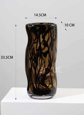 形桌面客厅渲琉样板间现代波浪装饰简约染黑花瓶璃餐厅软棕色条纹