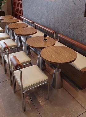 现代网红主题餐厅实木铁艺卡座沙发餐饮靠墙茶楼卡座火锅店桌椅